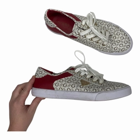 Trendy sneakers Shoes Sneakers By Guess In Cream & Red, Size:8.5