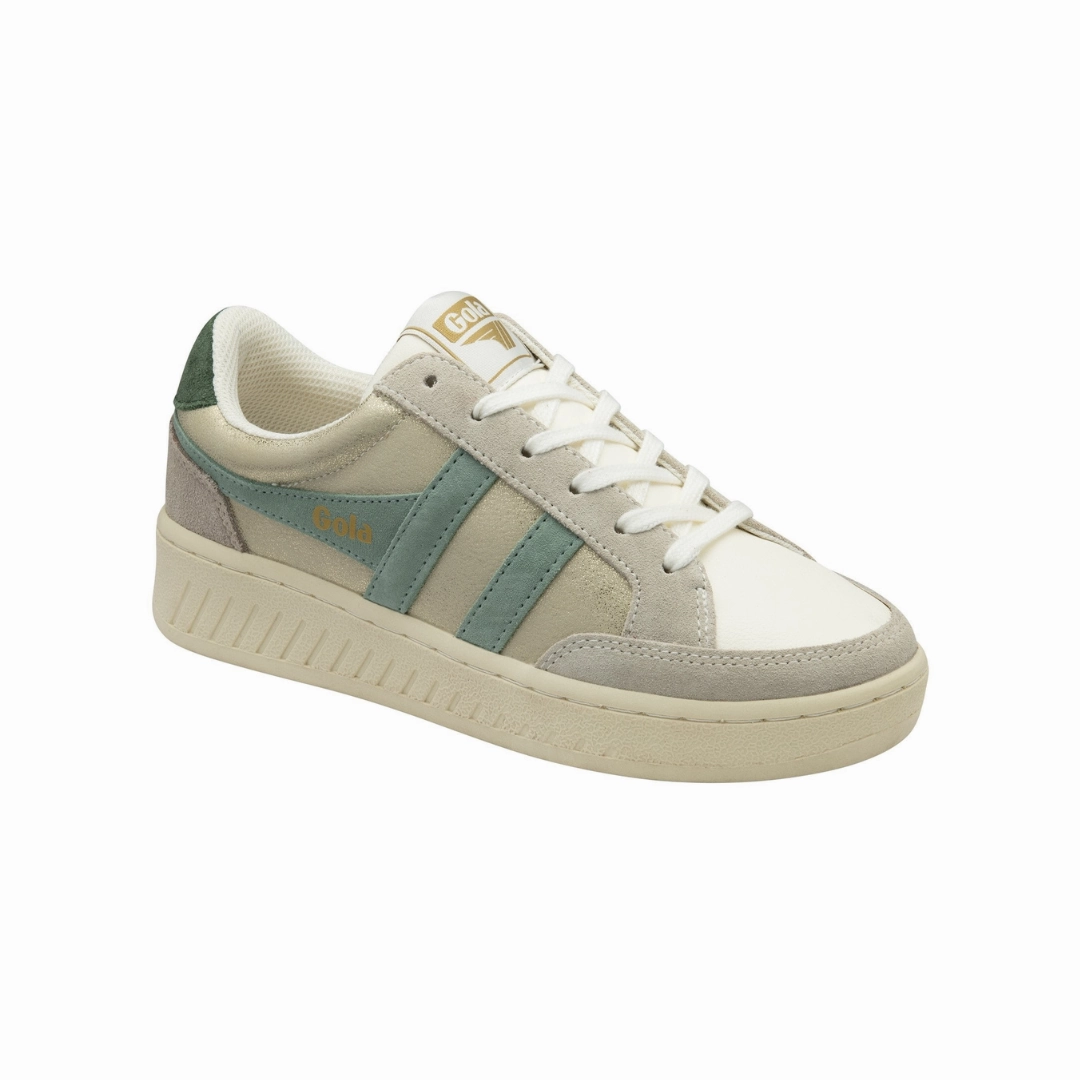 Superslam Blaze in Gold / Mist / Evergreen Pressure Distribution Pads shock-absorbing sole