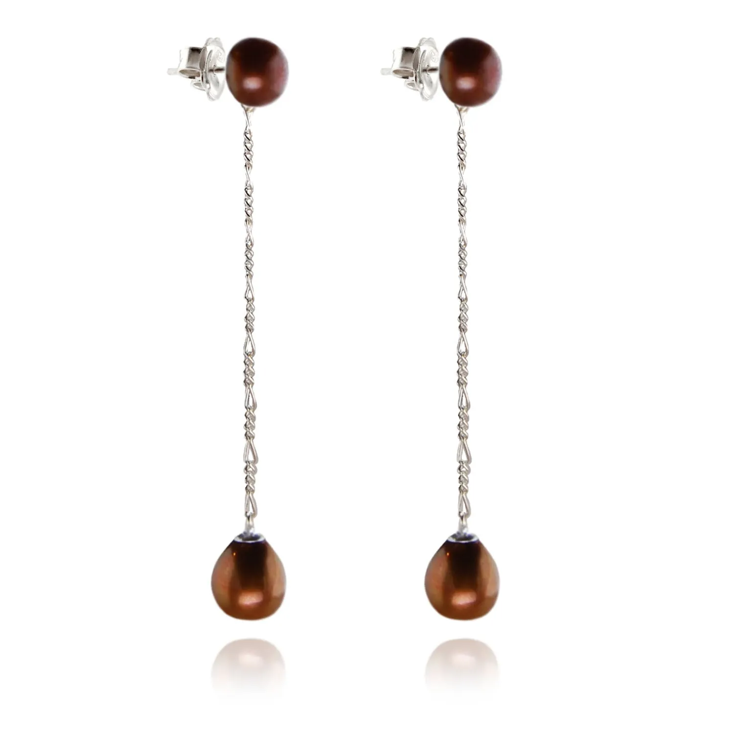 Copper Freshwater Pearl 'It's A Long Story' Drop Earrings