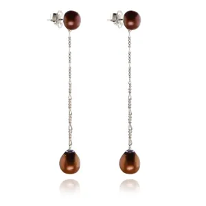 Copper Freshwater Pearl 'It's A Long Story' Drop Earrings