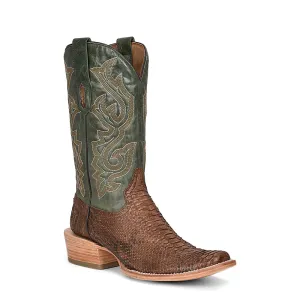 CORRAL BROWN PYTHON NARROW SQUARE TOE BOOT