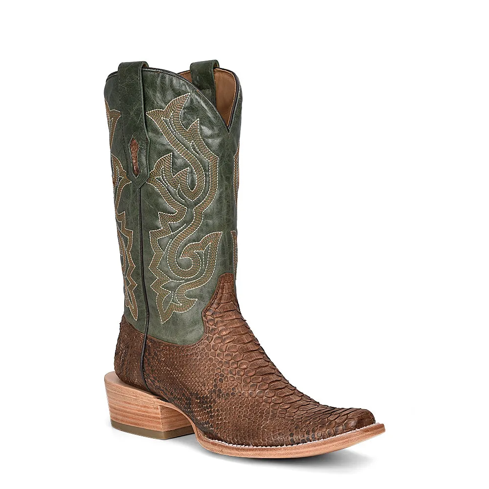 CORRAL BROWN PYTHON NARROW SQUARE TOE BOOT