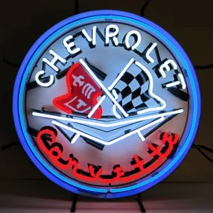 Corvette Neon Sign with Blue outer ring