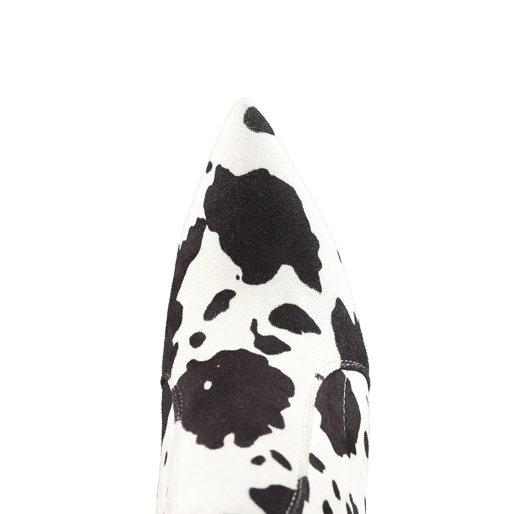 Cow Print Stiletto Over-the-knee Boots