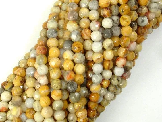 Crazy Lace Agate Beads, 4mm Faceted Round
