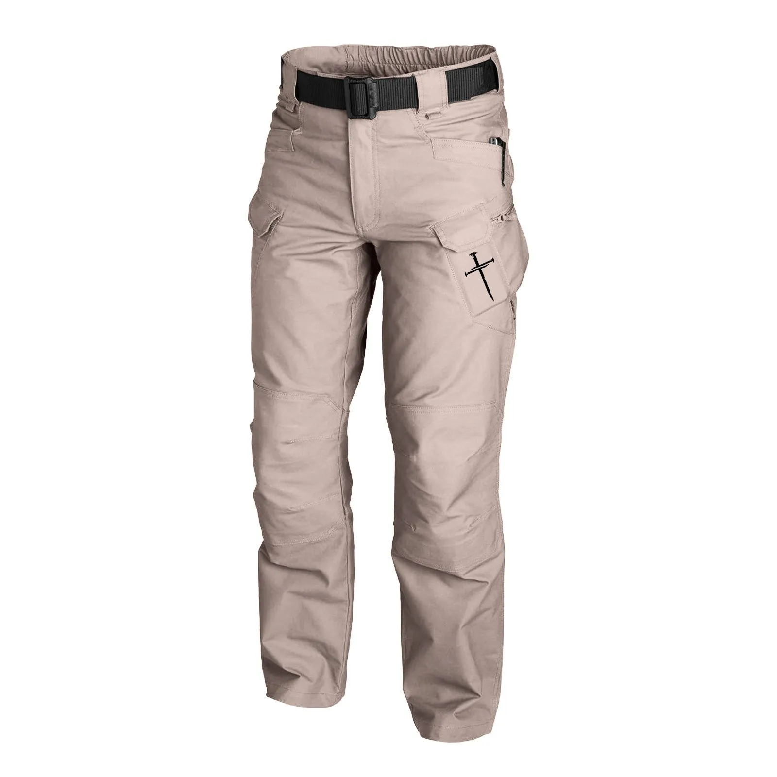 CROSS GRAPHIC OUTDOOR WEARABLE QUICK DRY MULTI-POCKET CARGO PANTS WITHOUT BELT
