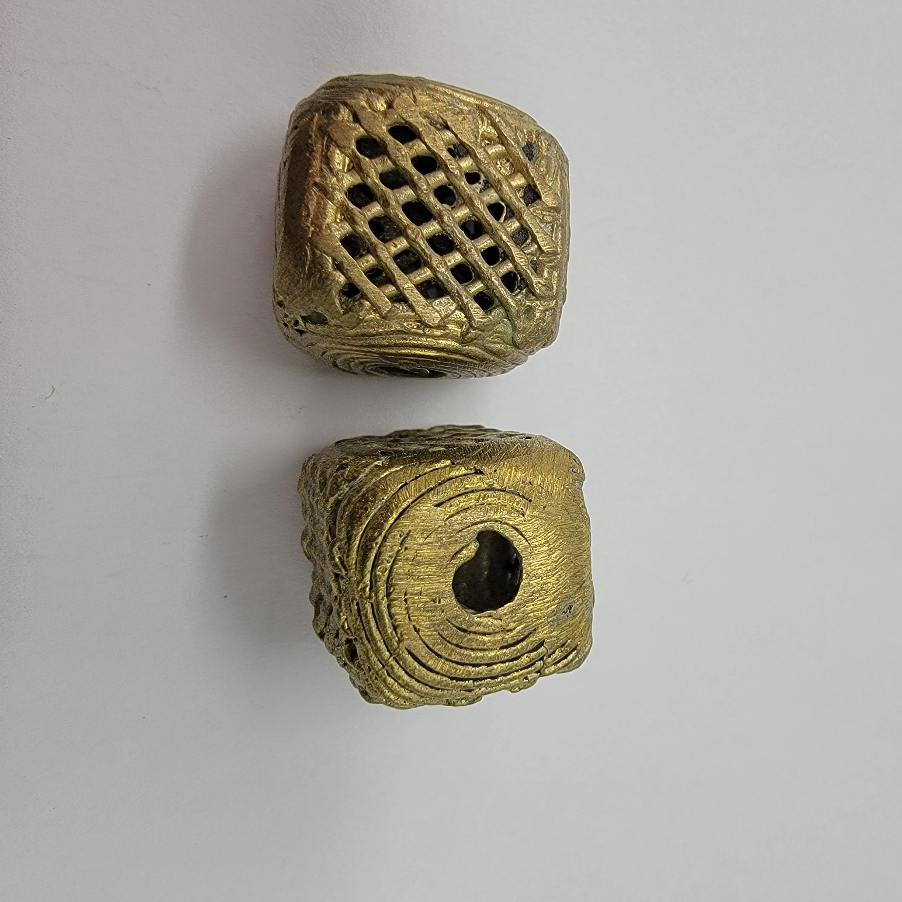 Cube Brass Beads, African Charm, Tribal Brass Pendant