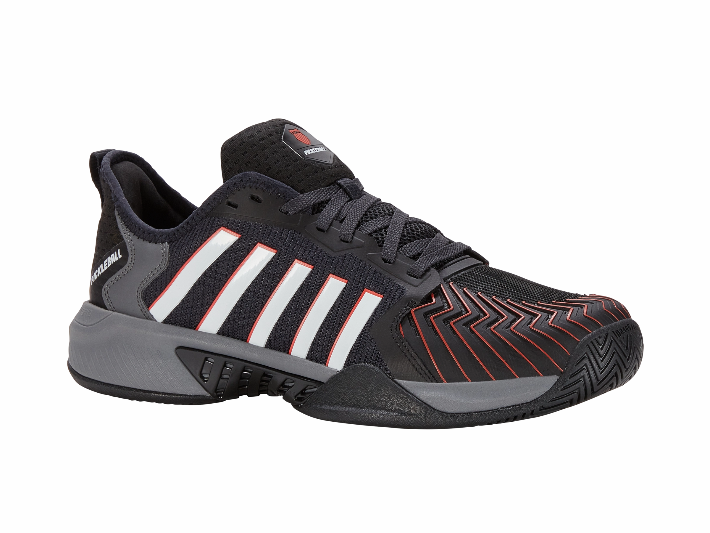 07916-073-M | PICKLEBALL SUPREME | JET BLACK/STEEL GRAY/SPICY ORANGE heel cup