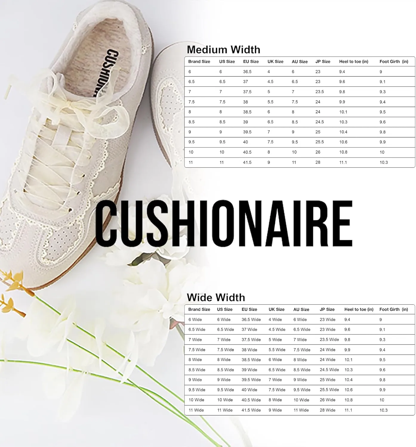 CUSHIONAIRE Belinda Womens Lace Detail Casual Sneakers  Elegant Ribbon Lace-Up Shoes with Memory Foam