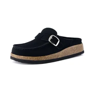 CUSHIONAIRE Women's Hobby Genuine Leather Cork Footbed Clog with  Comfort