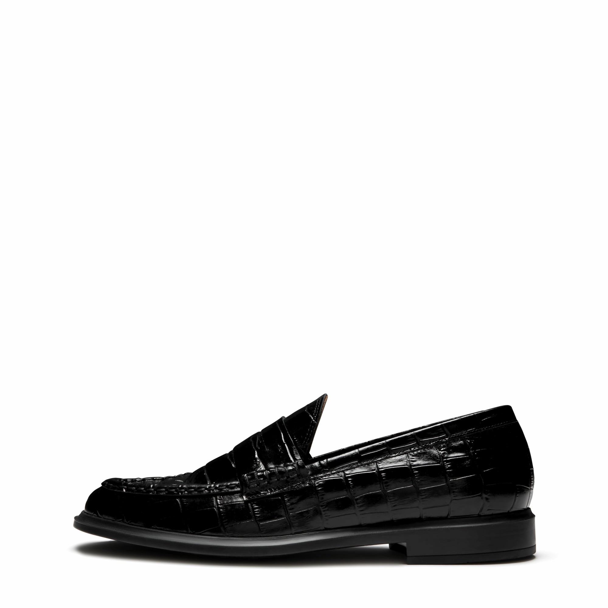 Autumn Boosted fit Vend?me Blandine croco black calfskin leather loafers