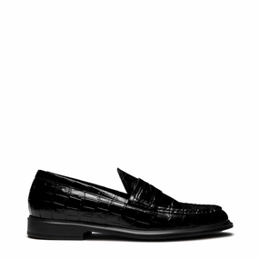 Vend?me Blandine croco black calfskin leather loafers Rare Unified Cushioning Platform