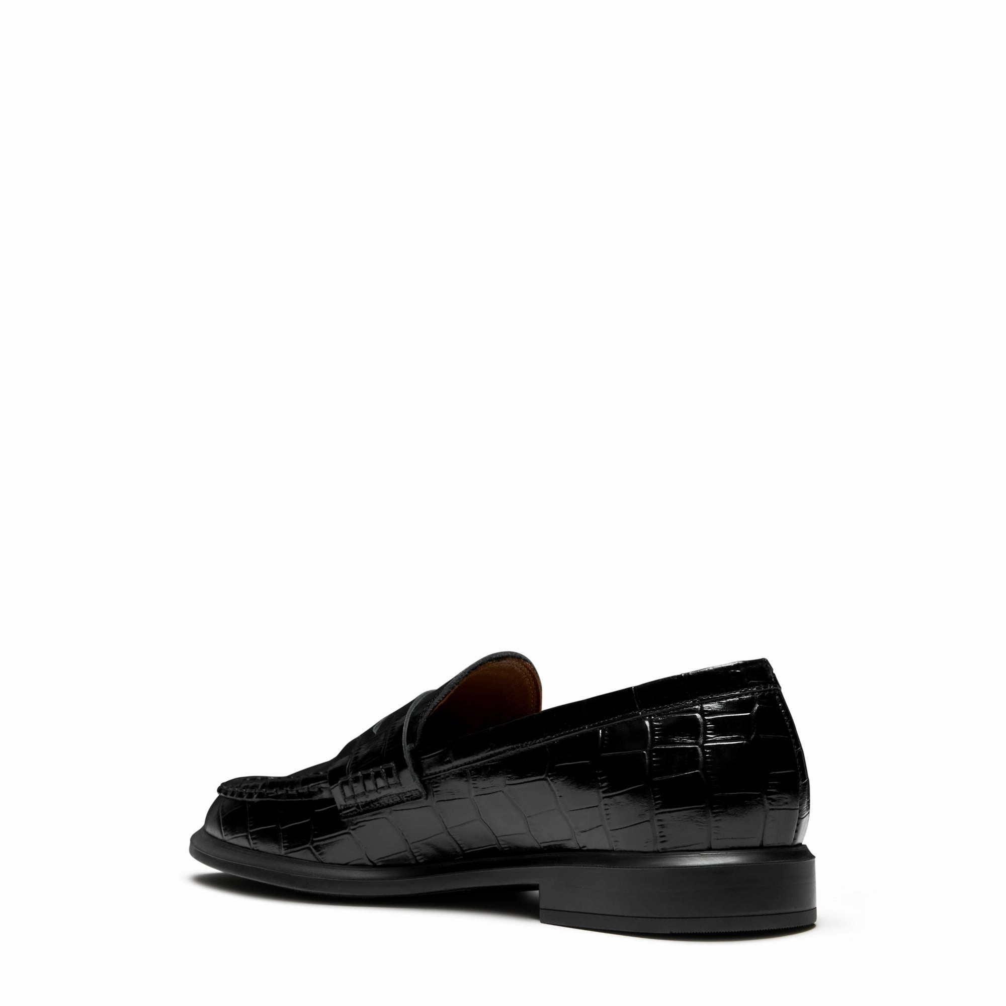 Eco Conscious Manufacturing Suede Vend?me Blandine croco black calfskin leather loafers