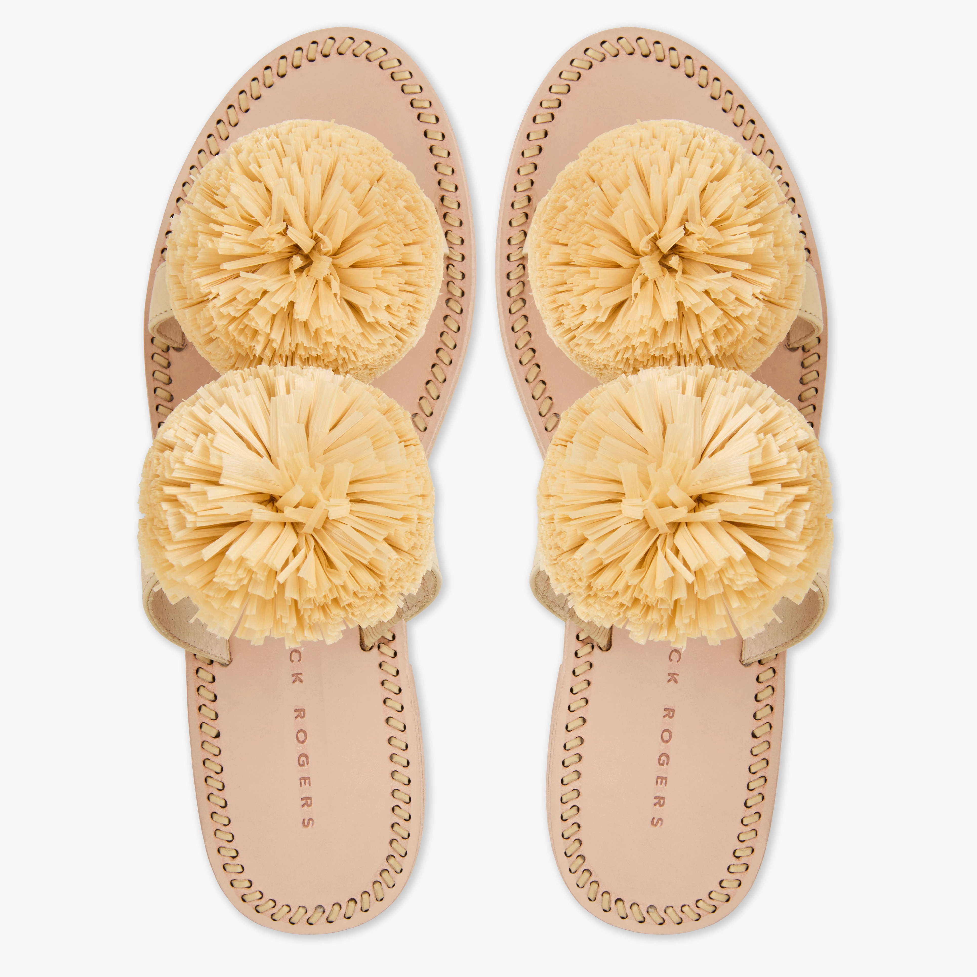Daffodil Raffia Flat Sandal Rubberized Grip Coating Thermoplastic Outsole