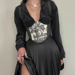 Dark Academia Toile Underbust Corset