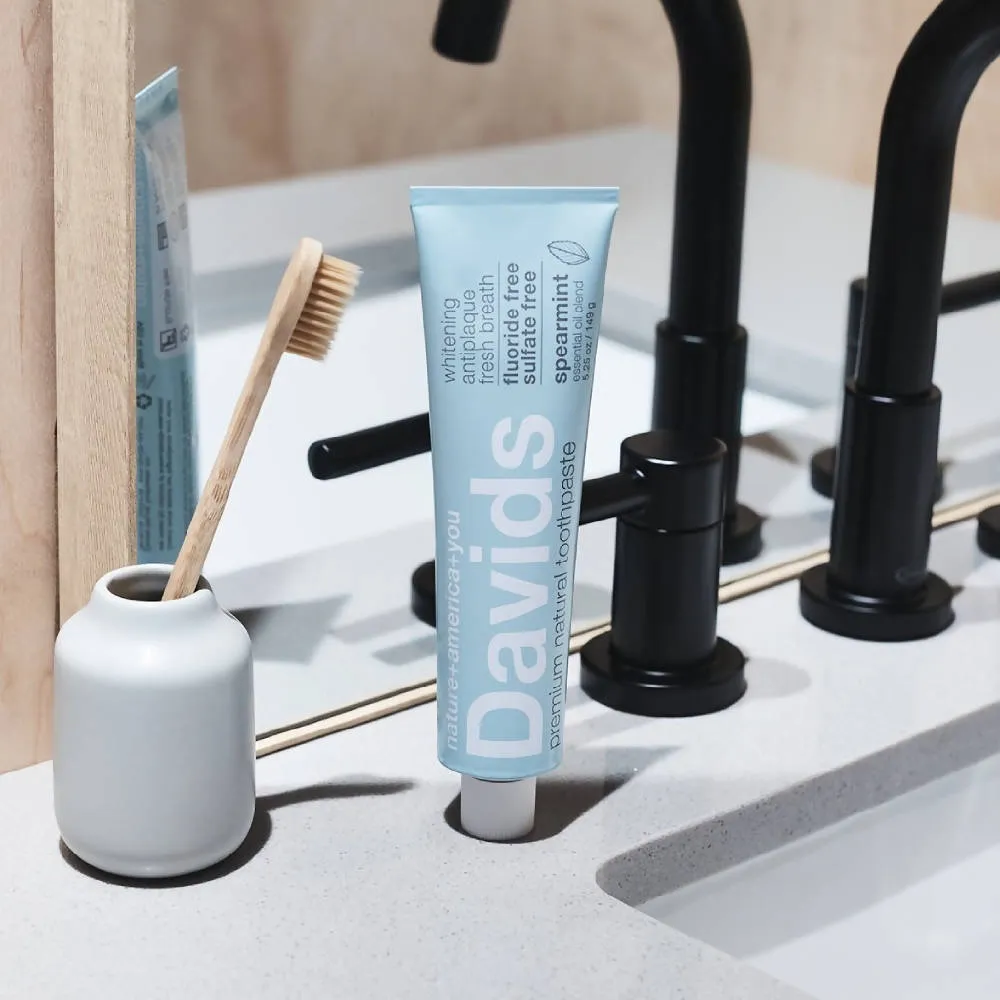Davids Premium Natural Toothpaste, Spearmint - 3 Pack