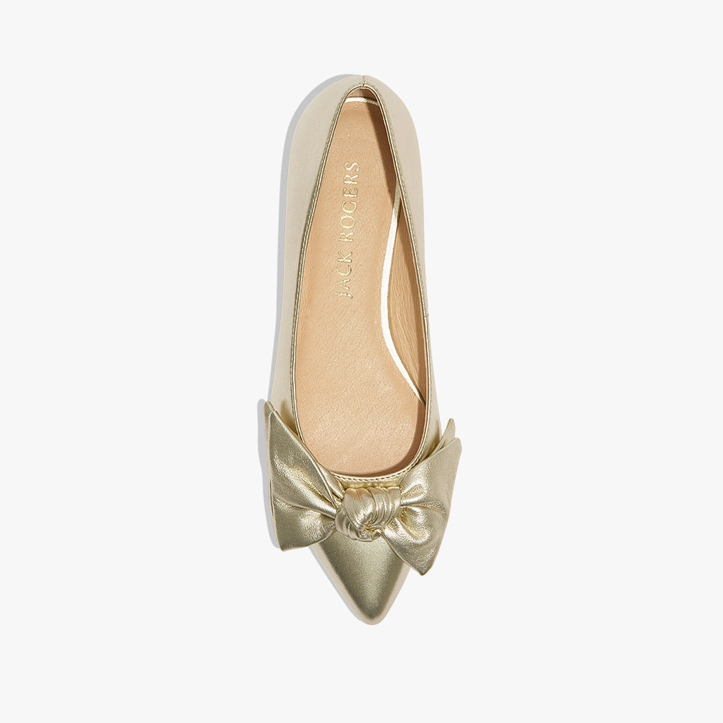 Debra Leather Bow Ballet Flat Leaf Fall Herb Glow