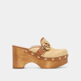 Elastic Collar Quick Morning Dress DEBRAH CLOGS LT NATURAL RAFFIA