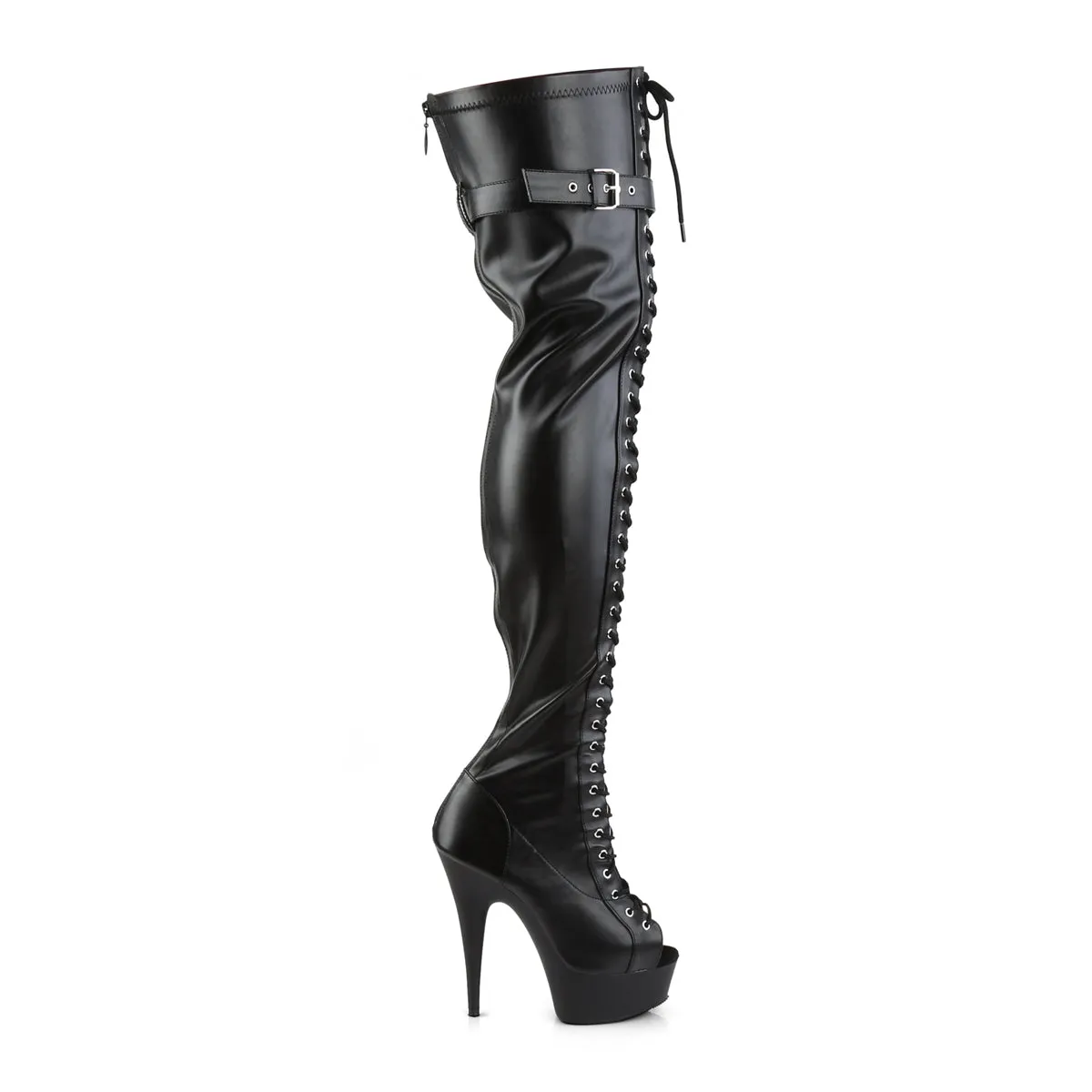DELIGHT-3025 Pleaser Black Faux Leather Sexy Platform Shoes (Pole Dancing Heels)