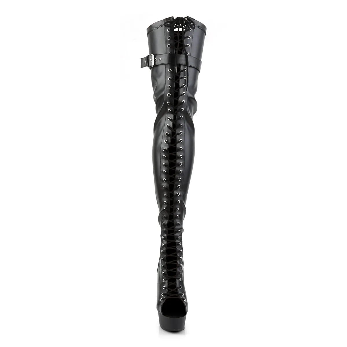 DELIGHT-3025 Pleaser Black Faux Leather Sexy Platform Shoes (Pole Dancing Heels)