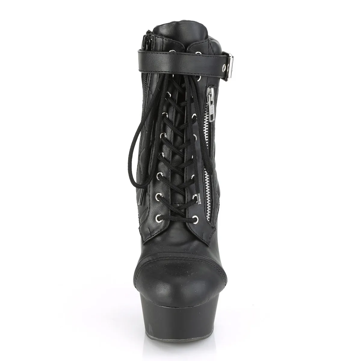 DELIGHT-600-05 Pleaser Black Faux Leather Sexy Platform Shoes (Pole Dancing Heels)