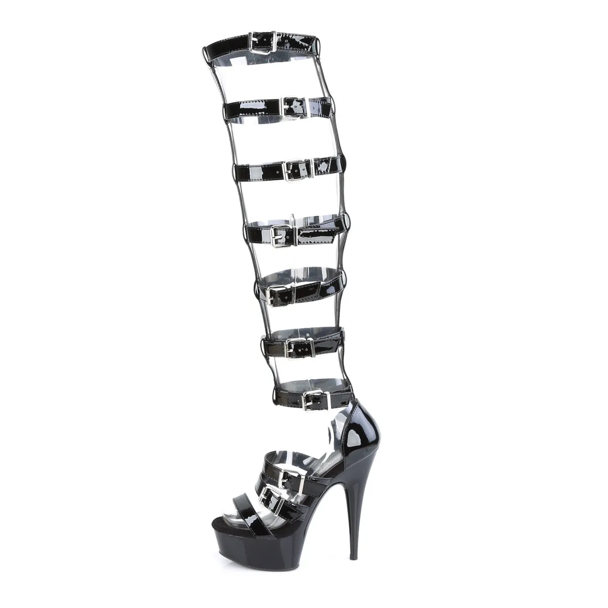 DELIGHT-600-46 Pleaser Black Patent Sexy Platform Shoes (Pole Dancing Heels)