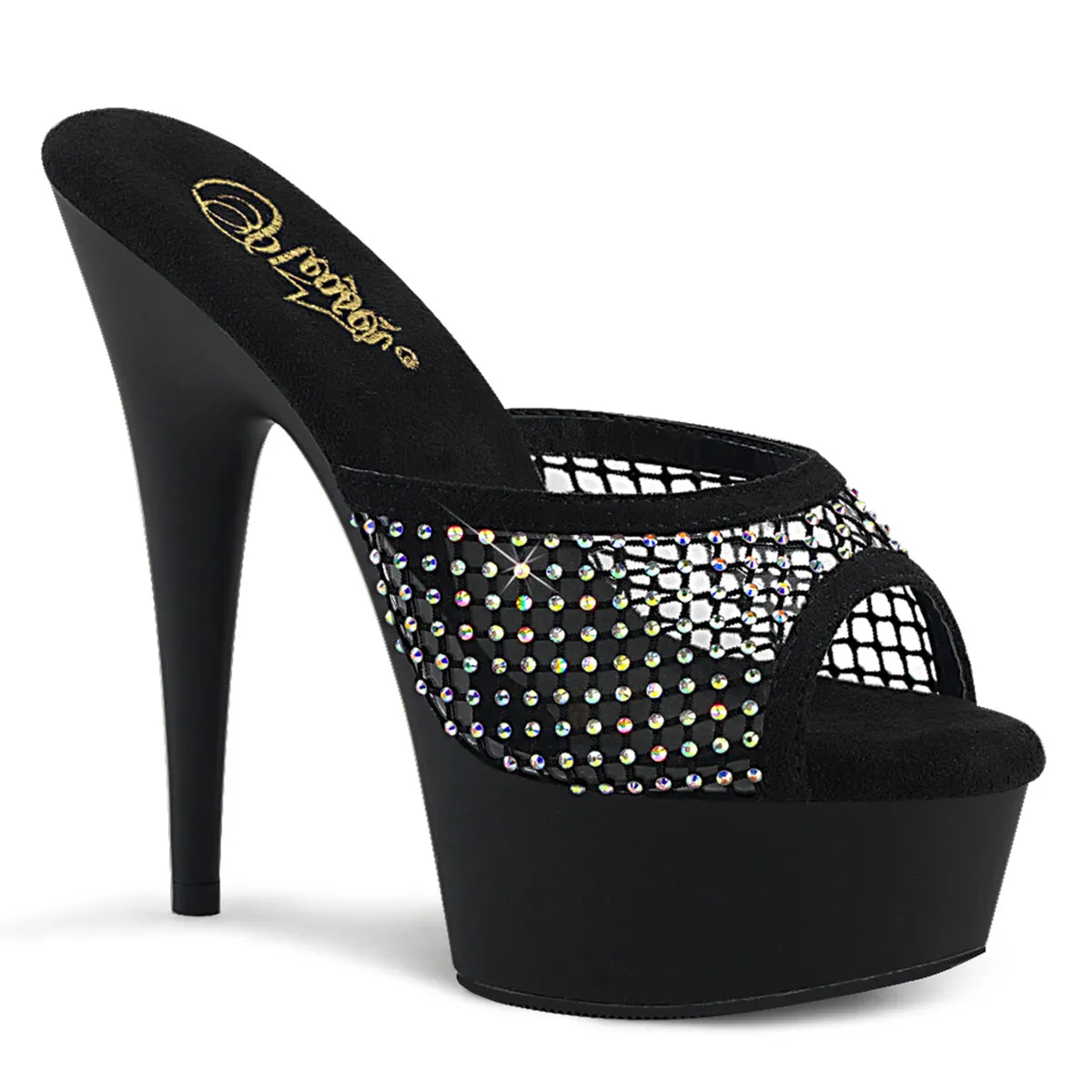 DELIGHT-601-6RM Pleaser Black Faux Suede Sexy Platform Shoes (Pole Dancing Heels)