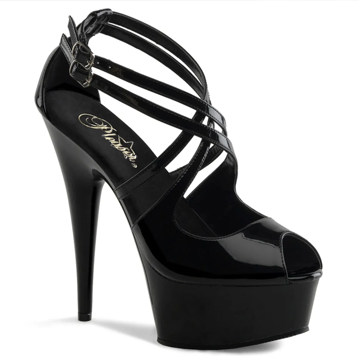 DELIGHT-612 Pleaser Black Sexy Platform Shoes (Pole Dancing Heels)