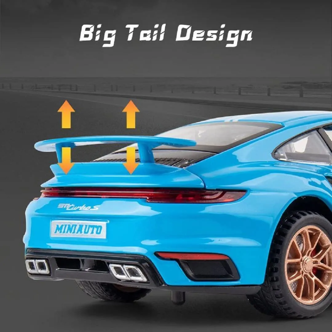DIE-CAST CAR 1:32 PORCHE TURBO 911 DIECAST METAL PULLBACK TOY CAR WITH OPENABLE DOORS, LIGHT MUSIC BOYS GIFTS TOYS FOR KIDS{MULTICOLOR}