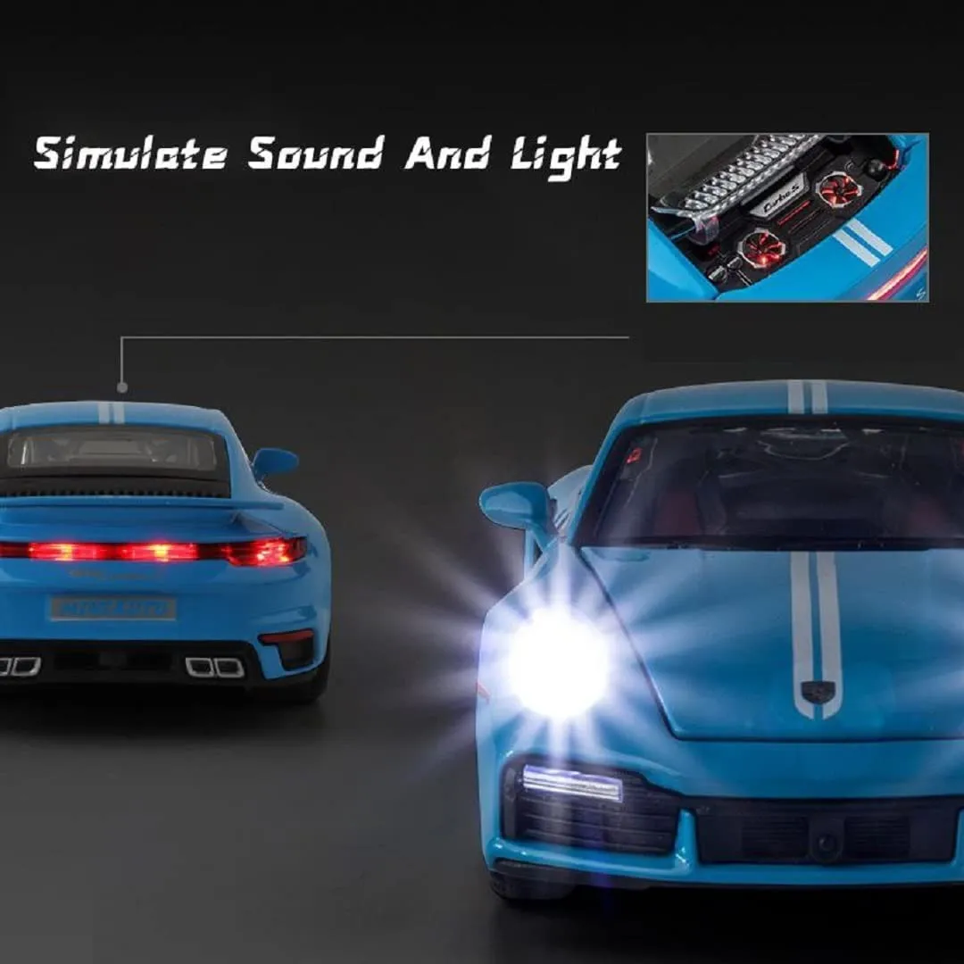 DIE-CAST CAR 1:32 PORCHE TURBO 911 DIECAST METAL PULLBACK TOY CAR WITH OPENABLE DOORS, LIGHT MUSIC BOYS GIFTS TOYS FOR KIDS{MULTICOLOR}