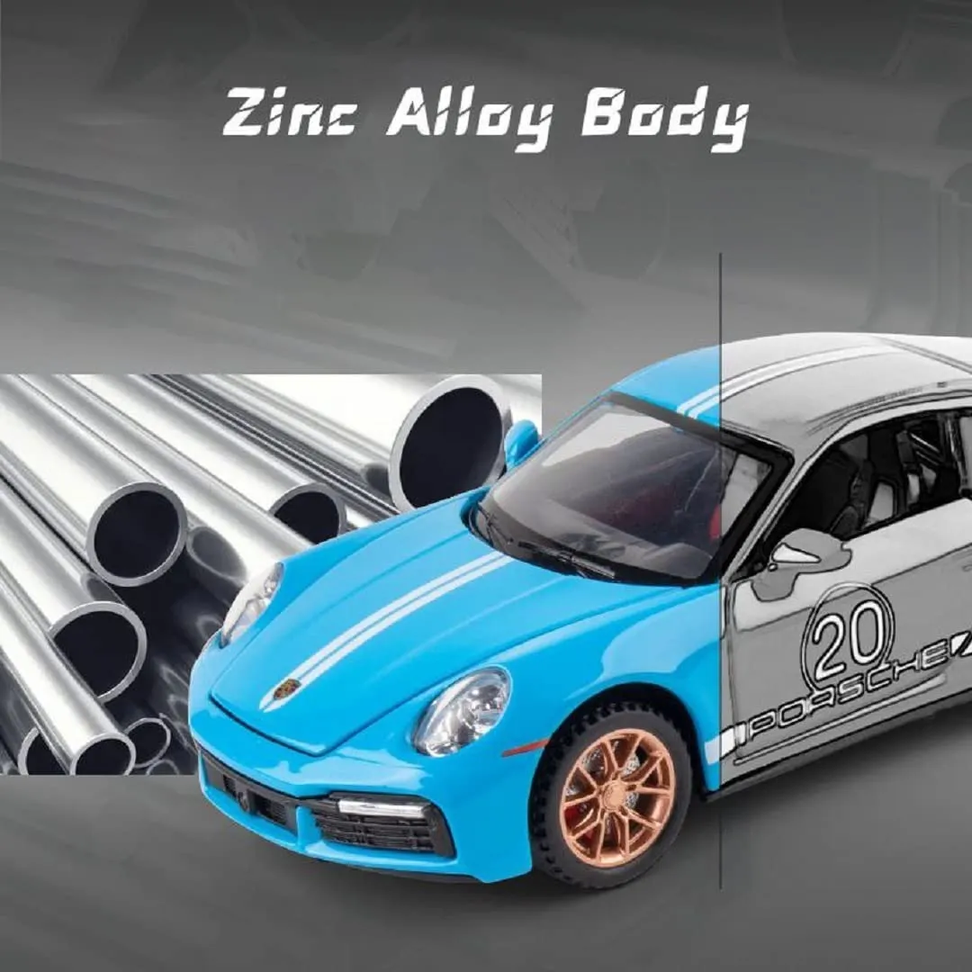 DIE-CAST CAR 1:32 PORCHE TURBO 911 DIECAST METAL PULLBACK TOY CAR WITH OPENABLE DOORS, LIGHT MUSIC BOYS GIFTS TOYS FOR KIDS{MULTICOLOR}