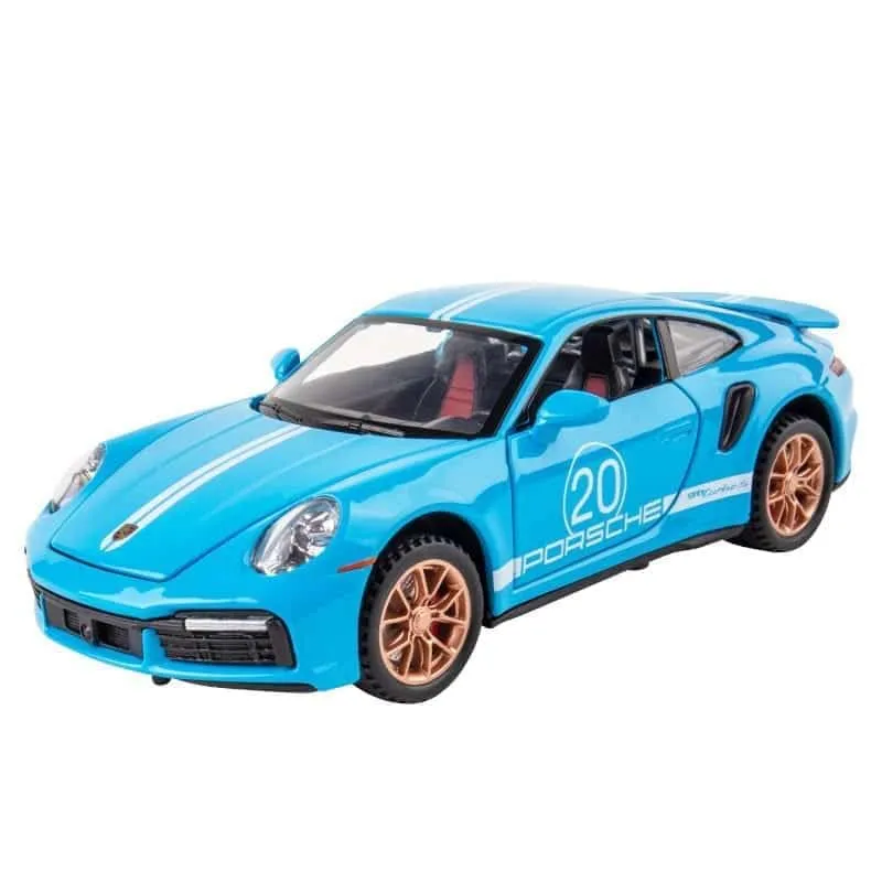 DIE-CAST CAR 1:32 PORCHE TURBO 911 DIECAST METAL PULLBACK TOY CAR WITH OPENABLE DOORS, LIGHT MUSIC BOYS GIFTS TOYS FOR KIDS{MULTICOLOR}