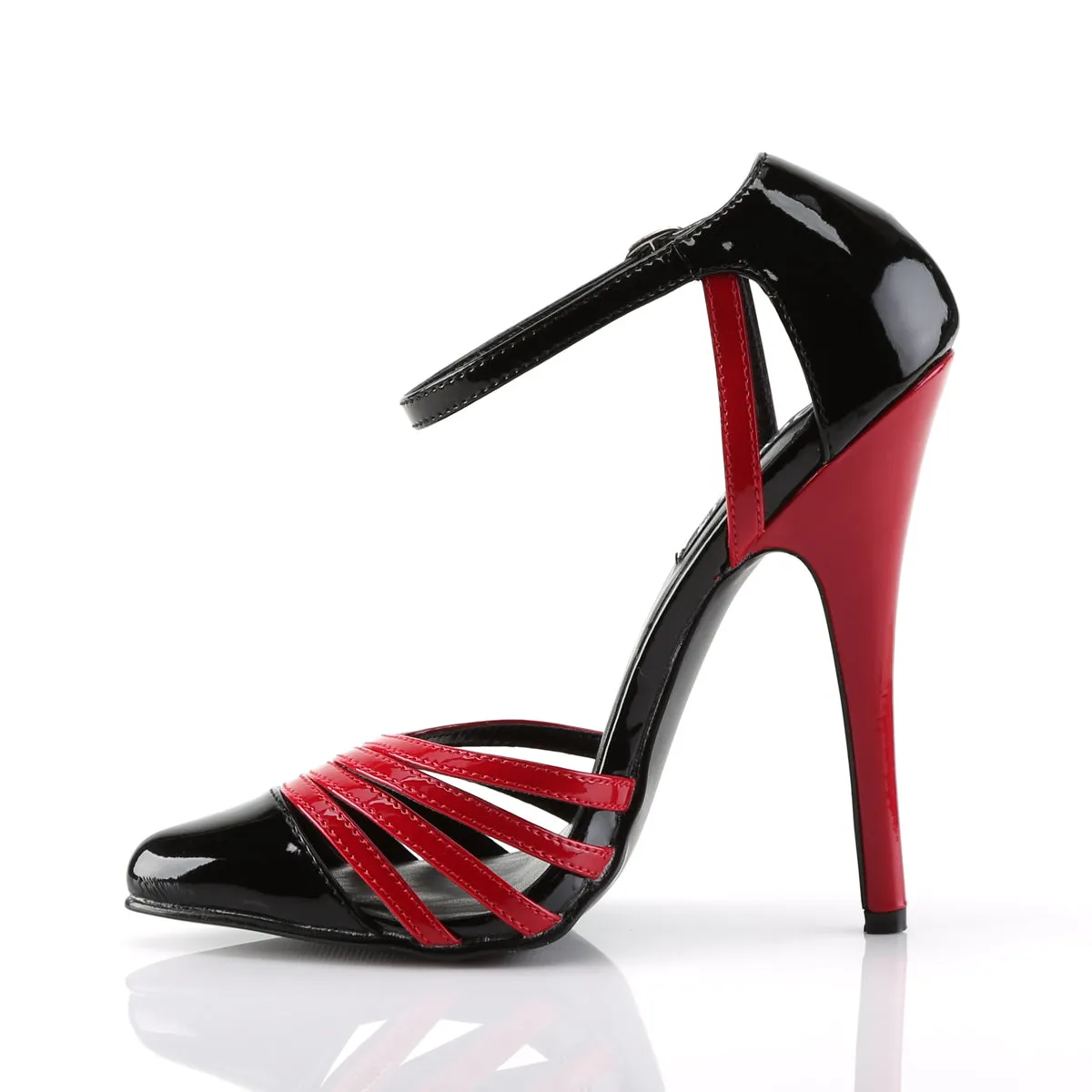 DOMINA-412 Devious Domina Black/Red Sexy Single Soles (Fetish Footwear)