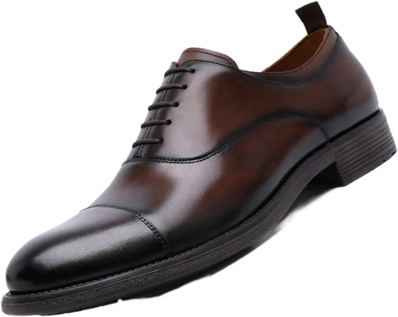 Dress Shoes for Men Genuine Leather Gradient Oxford Shoes for Men Retro Patent Leather Business Dress Shoes