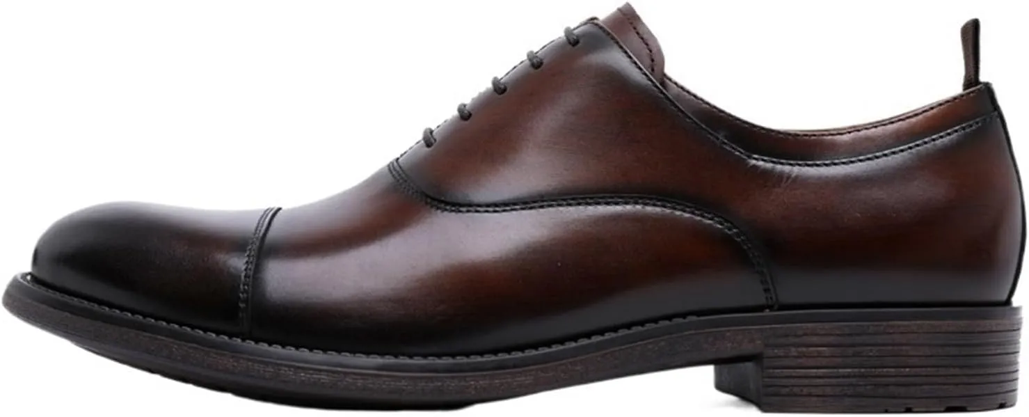 Dress Shoes for Men Genuine Leather Gradient Oxford Shoes for Men Retro Patent Leather Business Dress Shoes