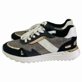 Shoes Sneakers By Michael By Michael Kors In Black & Gold, Size:7.5 Flexible Midsole Shank Seamless Upper Fabric