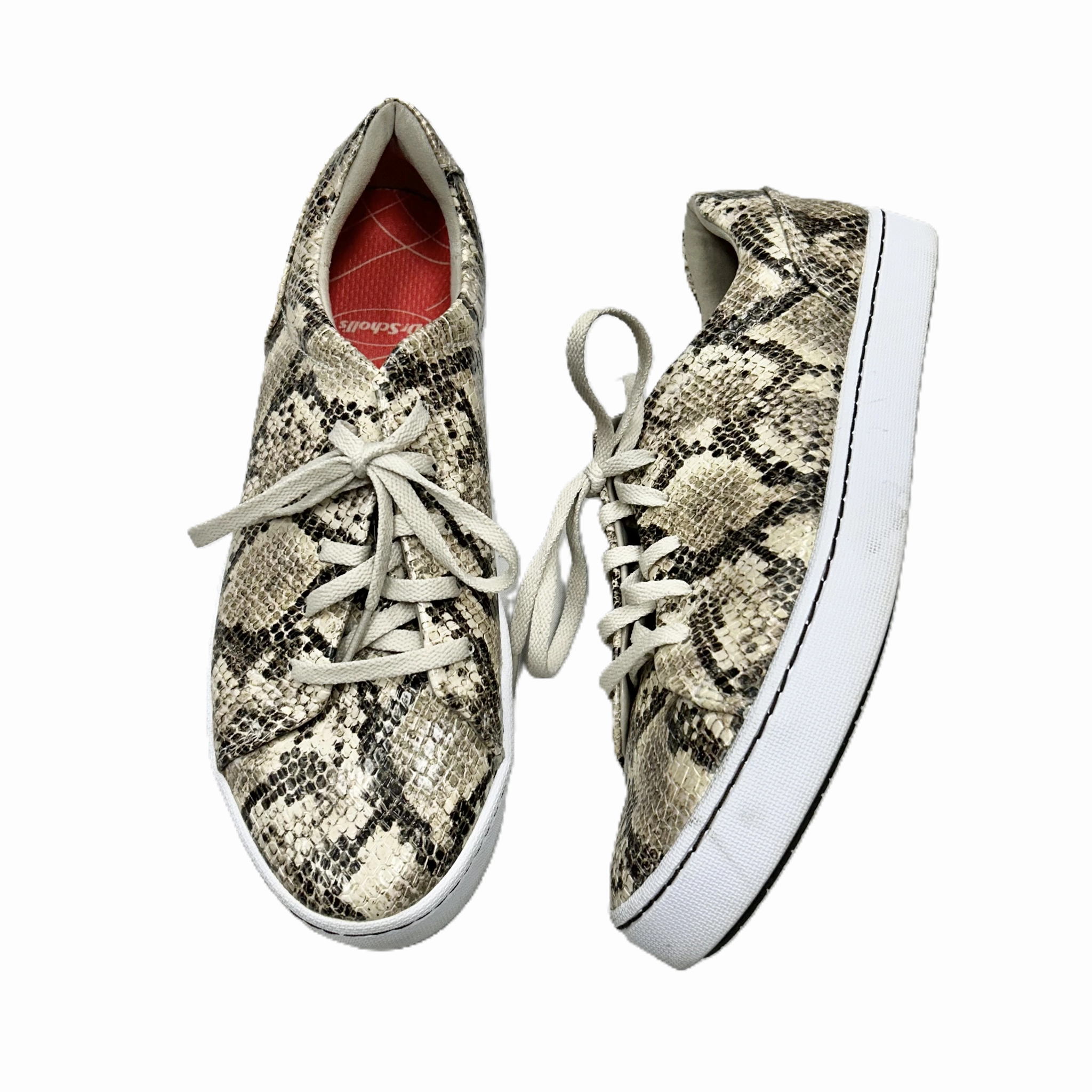 Non-marking sole Pull Tab Shoes Sneakers By Dr Scholls In Snakeskin Print, Size: 9