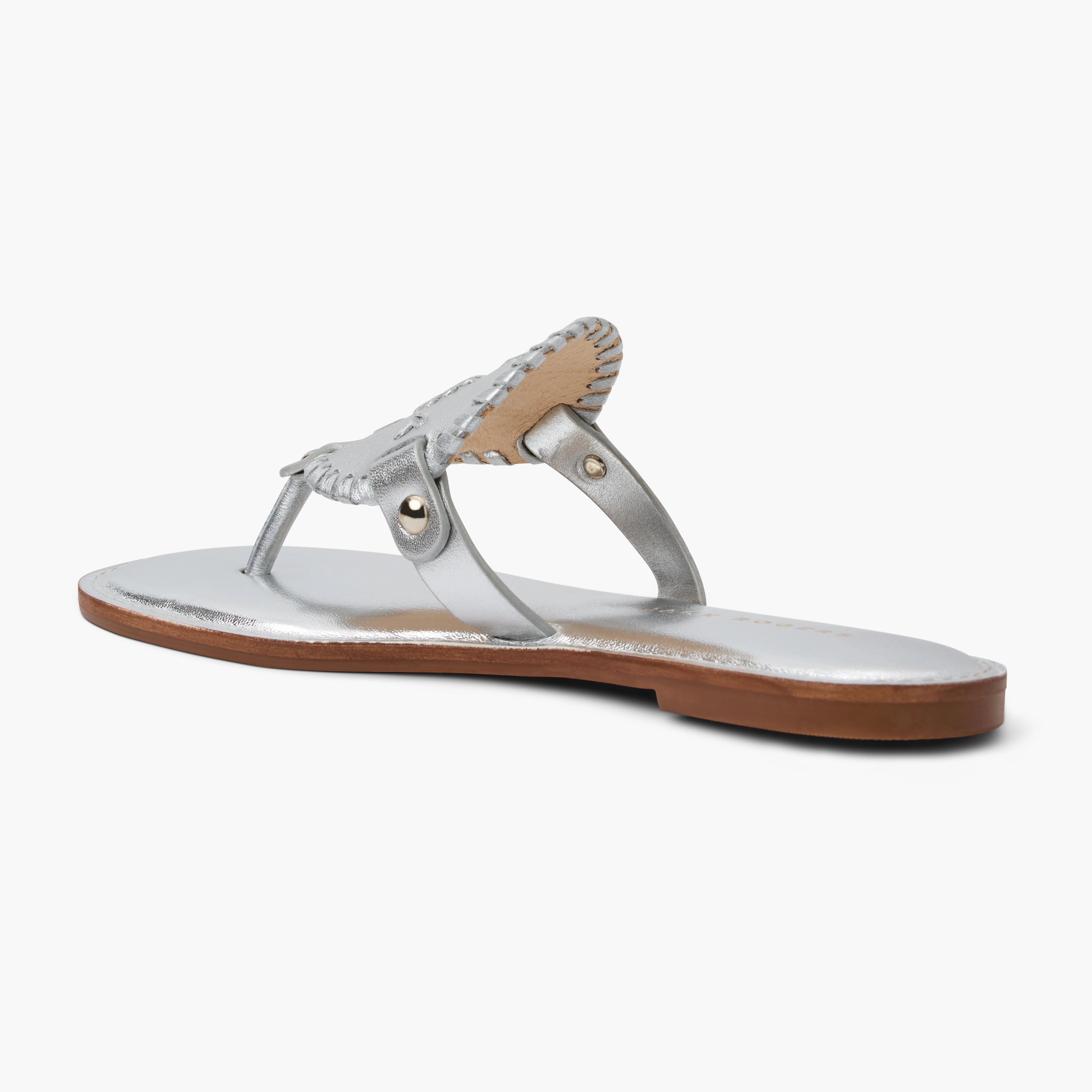 morning run Collins Metallic Leather Flat Sandal