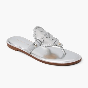 Recycled Rubber Collins Metallic Leather Flat Sandal