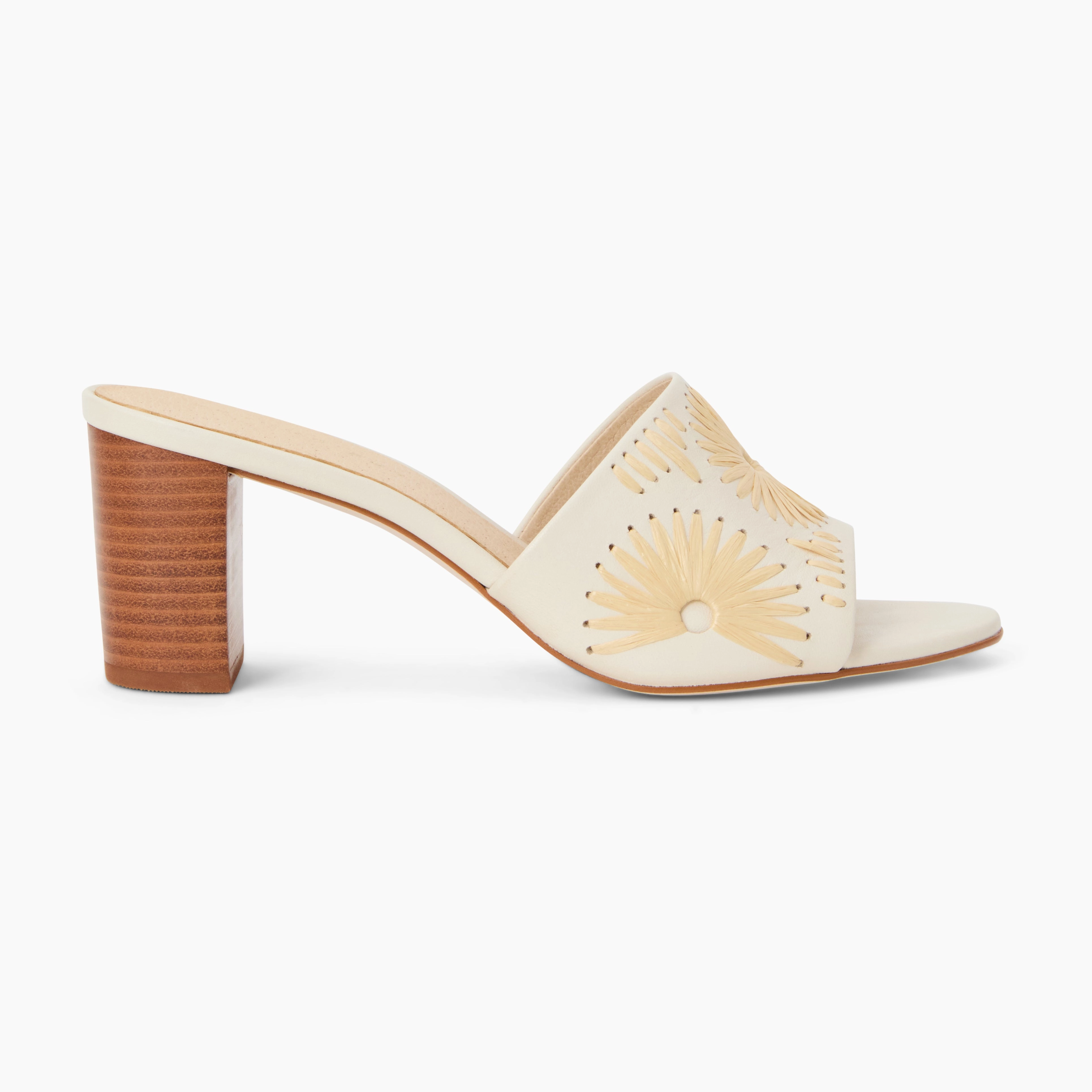 Susie Leather & Raffia Sandal Heel slip resistant texture Trendy Footwear for Summer