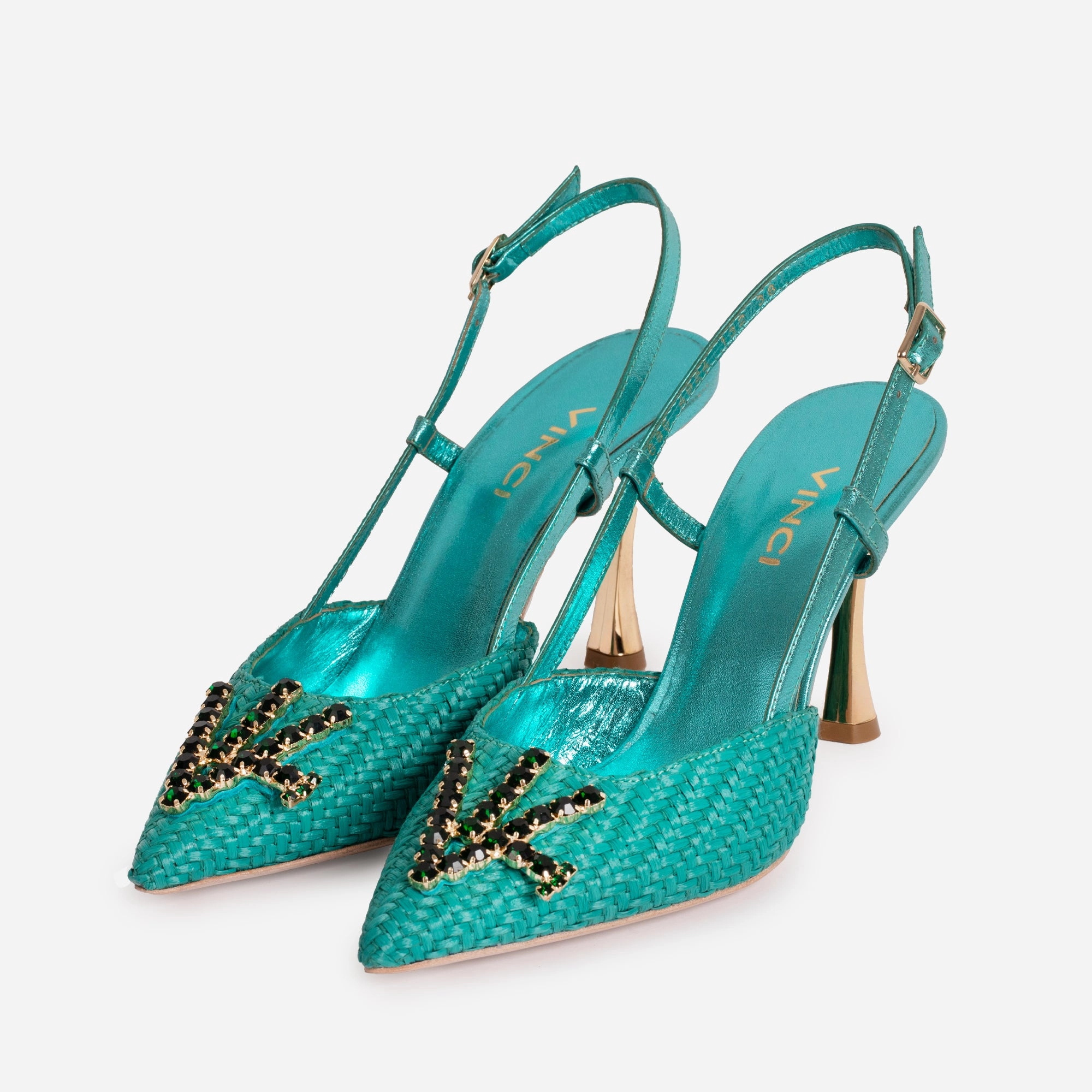 Mesh Upper The Luna Turquoise Leather Slingback Women Sandal
