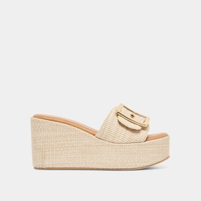 JILIAN WEDGES LT NATURAL RAFFIA Chunky Heel Stand Out