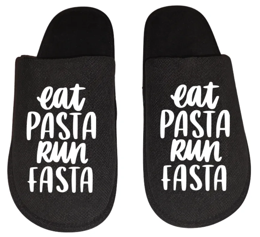 Eat pasta run fasta Funny Men's Slippers / House Shoes slides dad father husband gift