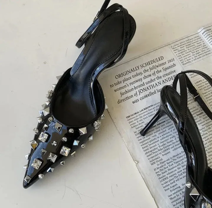 Edgy Rivet Sling-back Pumps