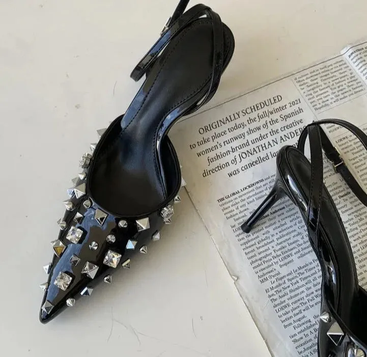 Edgy Rivet Sling-back Pumps