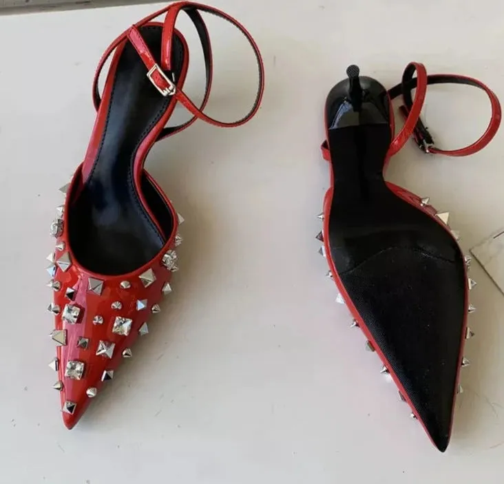 Edgy Rivet Sling-back Pumps