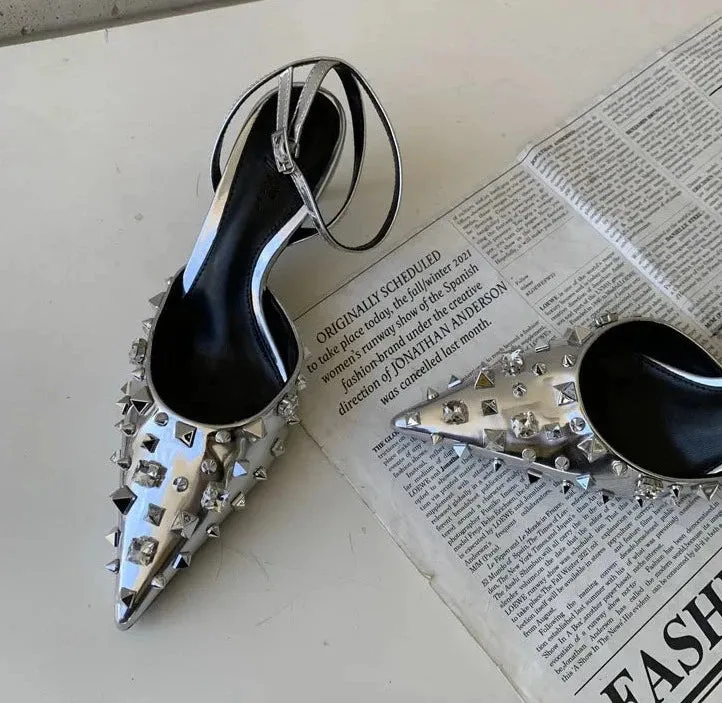 Edgy Rivet Sling-back Pumps
