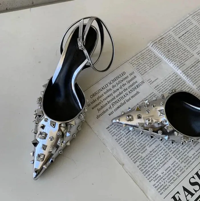 Edgy Rivet Sling-back Pumps