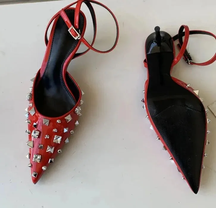 Edgy Rivet Sling-back Pumps