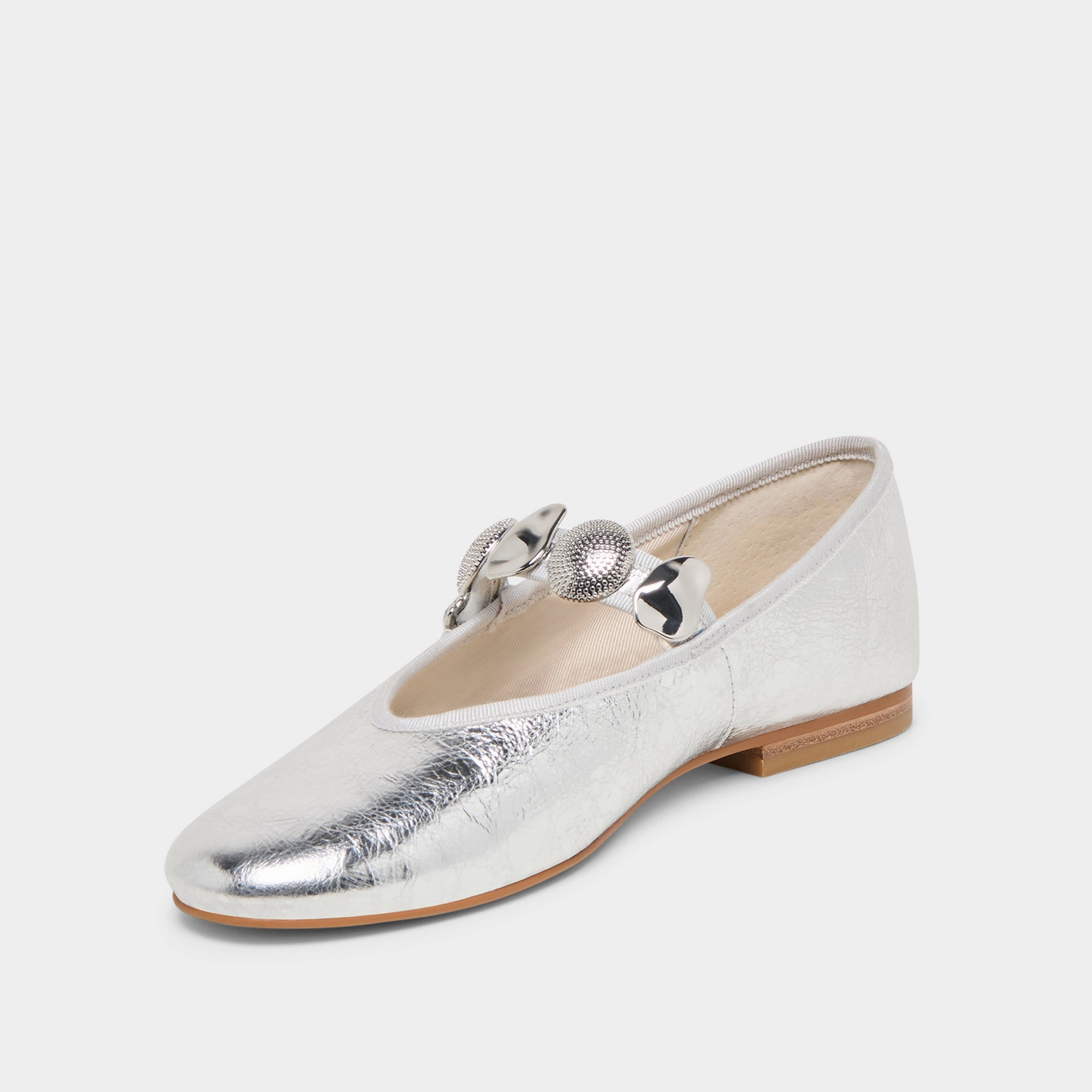 Pull on RELAN BALLET FLATS SILVER DISTRESSED LEATHER